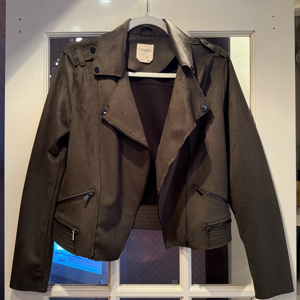 Olive Suede Moto Jacket